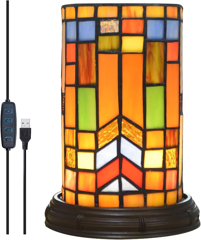 Small Tiffany Lamp for Bedrooms Ambient Table Nightstand Light Desk