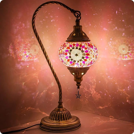 Turkish Moroccan Lamp with Bronze Base 3 Color Options Handmade