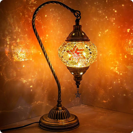 Turkish Moroccan Lamp with Bronze Base 3 Color Options Handmade