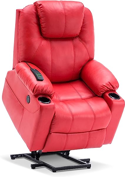 Electric Power Lift Recliner Chair Sofa with Massage and Heat for Elderly, 3 Positions, 2 Side Pockets, and Cup Holders