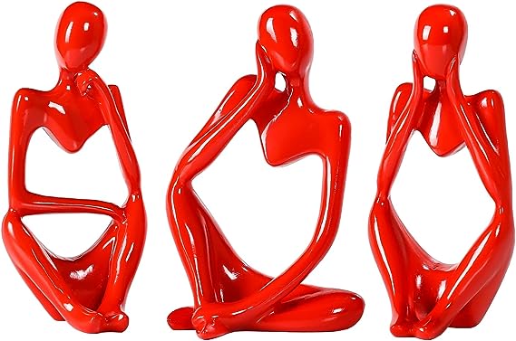 Thinker Statue Gold Decor Abstract Art Sculpture, Golden Resin Collectible Figurines