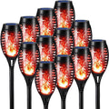 Solar Torch Flame Lights, 12 Pack Solar Halloween Lights Outdoor with Flickering Flame