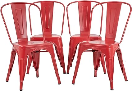 Metal Dining Chairs Set of 4 Indoor Outdoor Chairs Patio Chairs