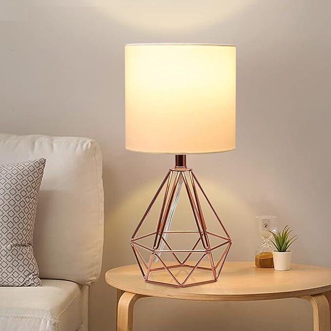 Modern Table Lamp for Bedroom,Geometric Bedside Lamp