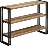 Bookshelf Industrial 3 Shelf Bookcase, Wood Storage Shelf with Metal Frame