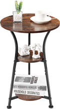 Small Round End Table for Narrow and Small Space, 3-Tier Round Accent Couch Beside Table