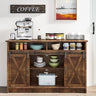 White Coffee Bar, Farmhouse Buffet Storage Cabinet with Barn Door