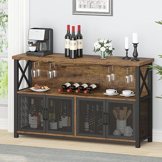 Wine Bar Cabinet, Industrial Sideboard Buffet Cabinet, Coffee Bar Cabinet