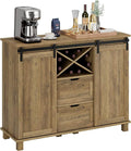 Farmhouse Buffet Sideboard Cabinet, Coffee Bar Cabinet with 2 Drawers and Adjustable Shelves
