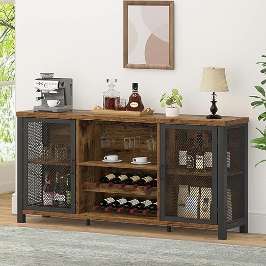 Liquor Bar Cabinet, Industrial Wine Bar Cabinet