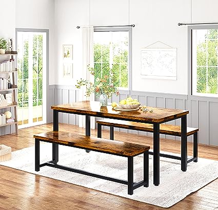 47” Dining Table Set with Benches