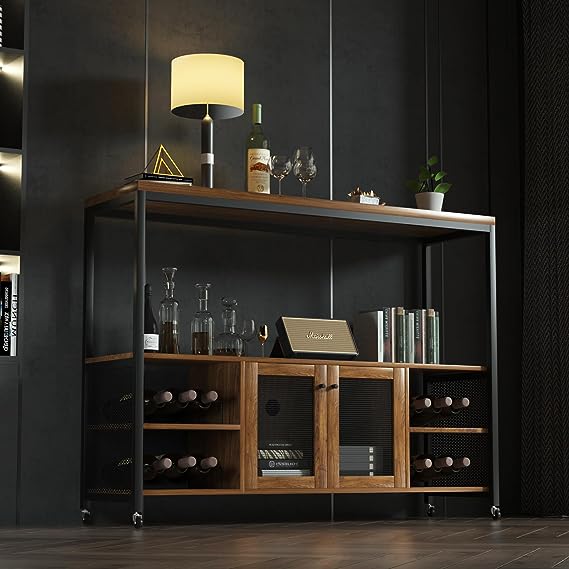 Wine Bar Cabinet Guru/Industrial Portability Farmhouse Bar Cabinet