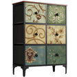 Rustic Fabric Storage Drawers with Wooden Top & Metal Frame