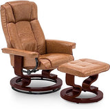 Swiveling Recliner Chair with Wrapped Wood Base and Matching Ottoman Footrest, Furniture Casual Chair