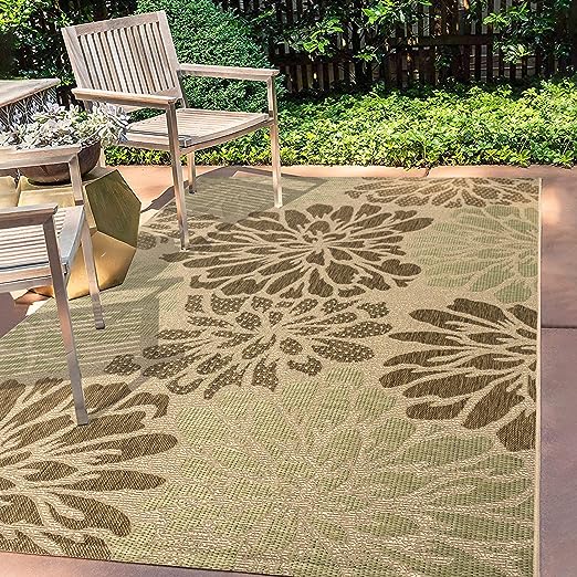 SMB110B-8 Zinnia Modern Floral Textured Weave Indoor Outdoor Area-Rug