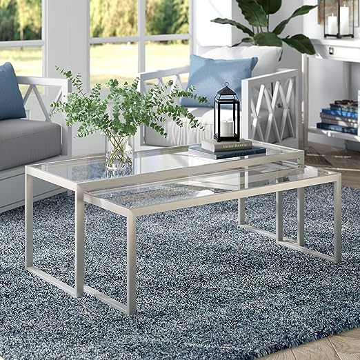 Rectangular Nested Coffee Table in Brass