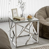 Glass Coffee Table with 2 Tier Glass Boards & Sturdy Metal Legs