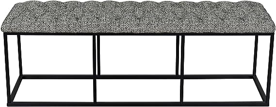 Faux Leather Button Tufted Decorative Bench with Metal Base, Brown