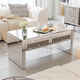 Glass Coffee Table with 2 Tier Glass Boards & Sturdy Metal Legs