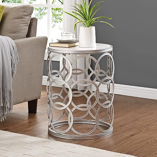 Interlocking Circles Side Accent Table, 22"H x 16.75"W x 16.75"D