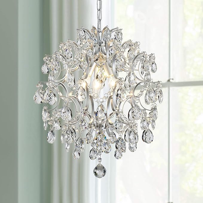 Modern Black Pendant Chandelier Crystal Raindrop Lighting Ceiling Light Fixture Lamp