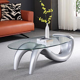 Oval Glass Coffee Table,Contemporary Coffee Table for Living Room