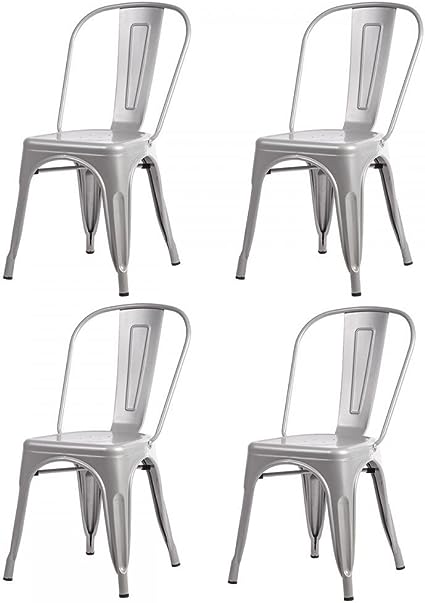 Metal Dining Chairs Set of 4 Indoor Outdoor Chairs Patio Chairs