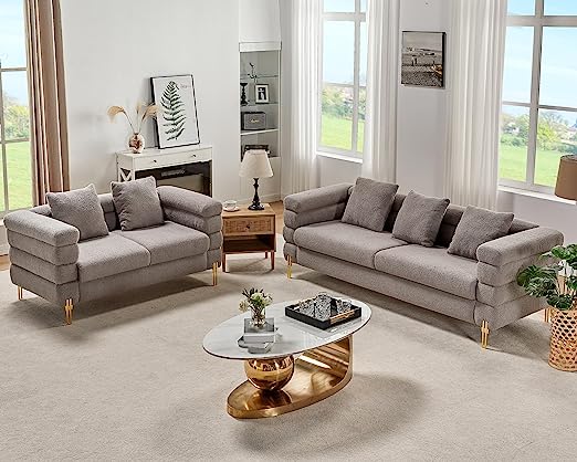 2 Piece Sofa Set, Loveseat Set- Oversize Sofa Couch, Comfy Sofa for Living Room- Deep Seat Sofa