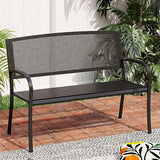 50-Inch Cast Iron Steel Frame Garden Bench Outdoor Chair w/Floral