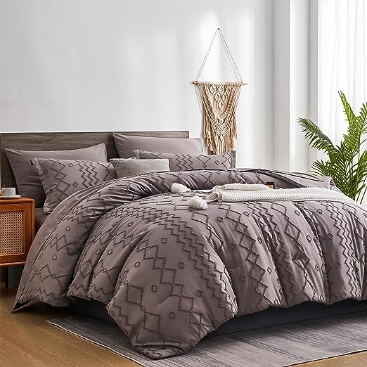 Khaki Tufted Bed in A Bag Queen Size Comforter Set