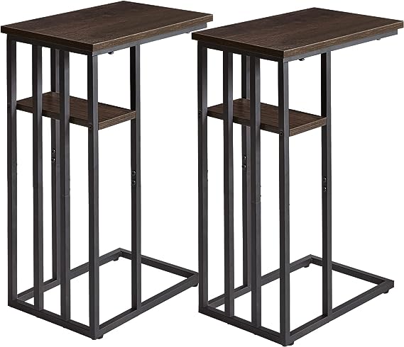 C Shaped End Table,Side Table for Sofa and Bed,Set of 2