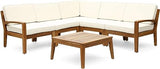 Roy Outdoor Acacia Wood 5 Seater  Sofa Set with Coffee Table