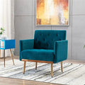 Modern Velvet Accent Chair, Living Room, Bedroom Leisure Single Sofa Chair (with Gold Metal feet)