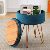 Cpintltr Velvet Storage Ottoman Round Footrest Stool Multifunctional Upholstered Ottoman