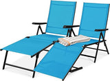 Set of 2 Outdoor Patio Chaise  Chair  Reclining Folding Pool Lounger