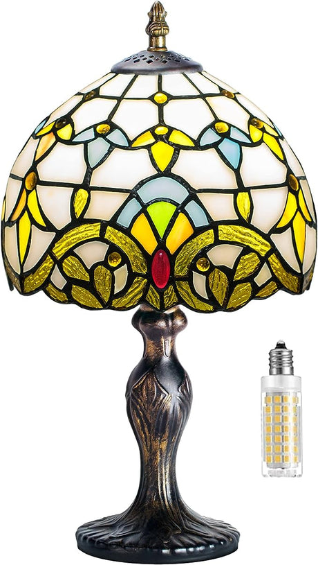 Tiffany Table Lamp Stained Glass Crystal Bead Style Table Light