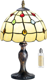 Tiffany Table Lamp Stained Glass Crystal Bead Style Table Light