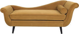 Chaise Lounge ,Polyester and Birch Wood, Beige + Dark Brown