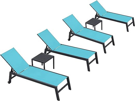 Patio Chaise Lounge Set 4 Pieces Aluminum Outdoor Lounge Chairs