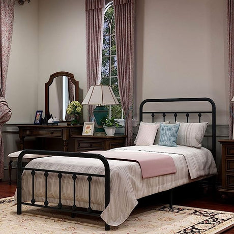 Metal Bed Frame , Victorian Vintage Style Headboard and Footboard