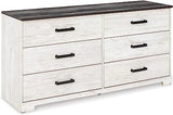 Paxberry Boho Chic 6 Drawer Dresser, Whitewash