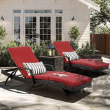 Patio Chaise Lounge 2 Sets with 5 Backrest Angles, Single