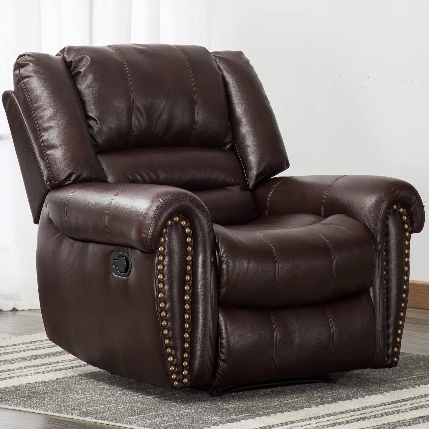 VintaRest Manual Recliner Chair – Brown Faux Leather