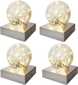 4x4 Solar Lights Deck Fence Railing  Decorative Powered Gazing Ball Caps