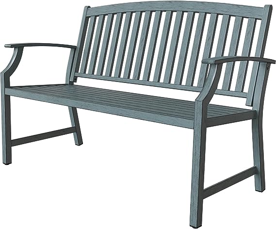 Garden Bench, Outdoor Benches with Anti-Rust Aluminum Steel Metal Frame