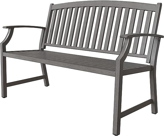 Garden Bench, Outdoor Benches with Anti-Rust Aluminum Steel Metal Frame