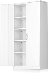 Metal Storage Cabinet with Lock, 72" Lockable Garage Tool Cabinet