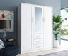 100% Solid Wood Cosmo 3-Door Wardrobe Armoire with Raised Panel Doors