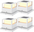 4 Pack Solar Post Lights Outdoor Solar Post Cap Lights, 20 Lumen High Brightness