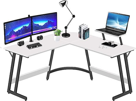 Black L Shaped Gaming Desk - 51 Inch Computer Corner Desks, Carbon Fiber